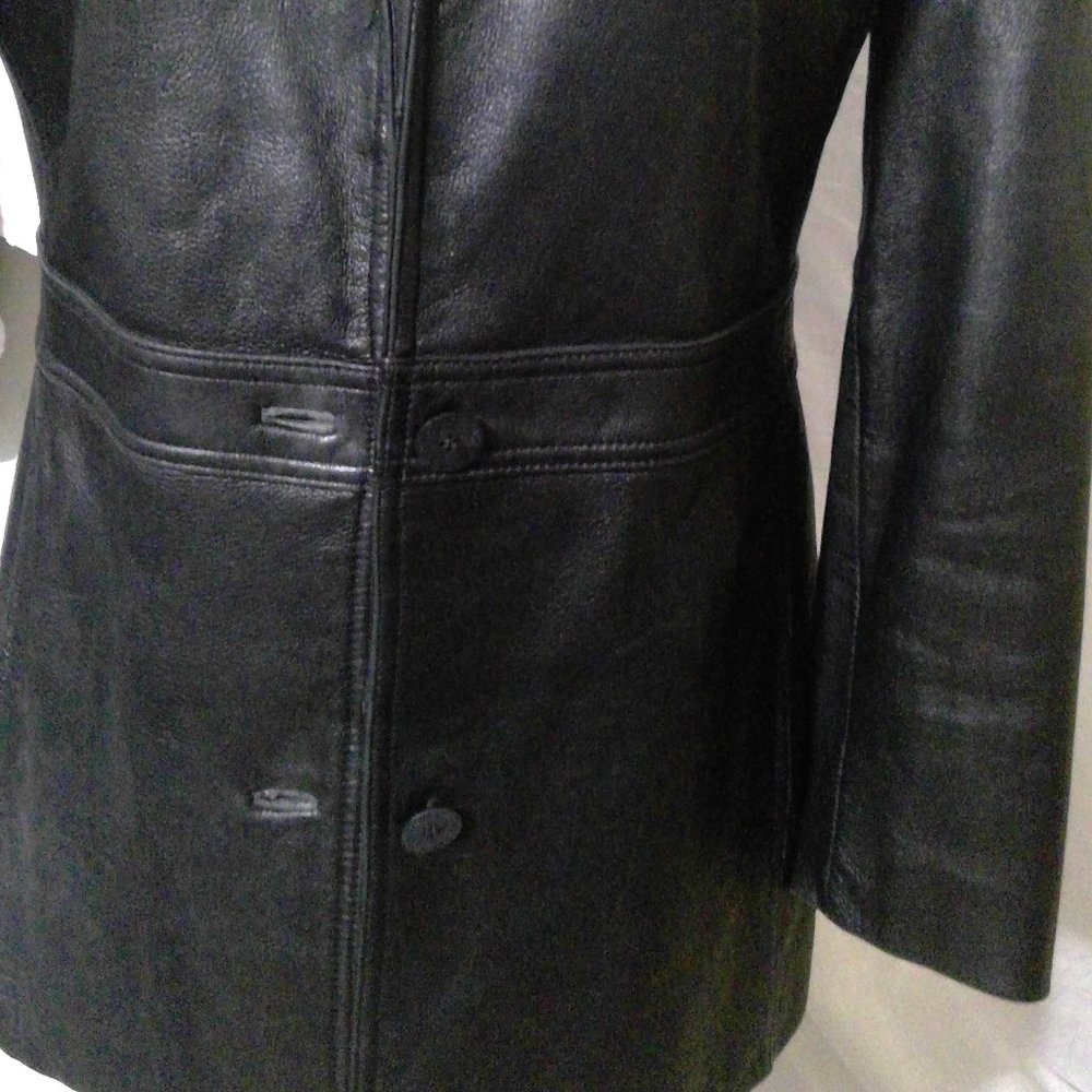 Nine West Leather Coat Size M - Picture 2 of 8